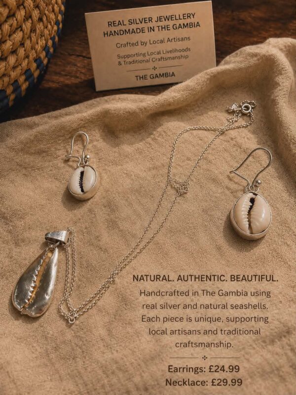 SHELL EARINGS NECKLACE HAND CRAFTED COWRIE SHELL EAR RINGS & NECKLACE